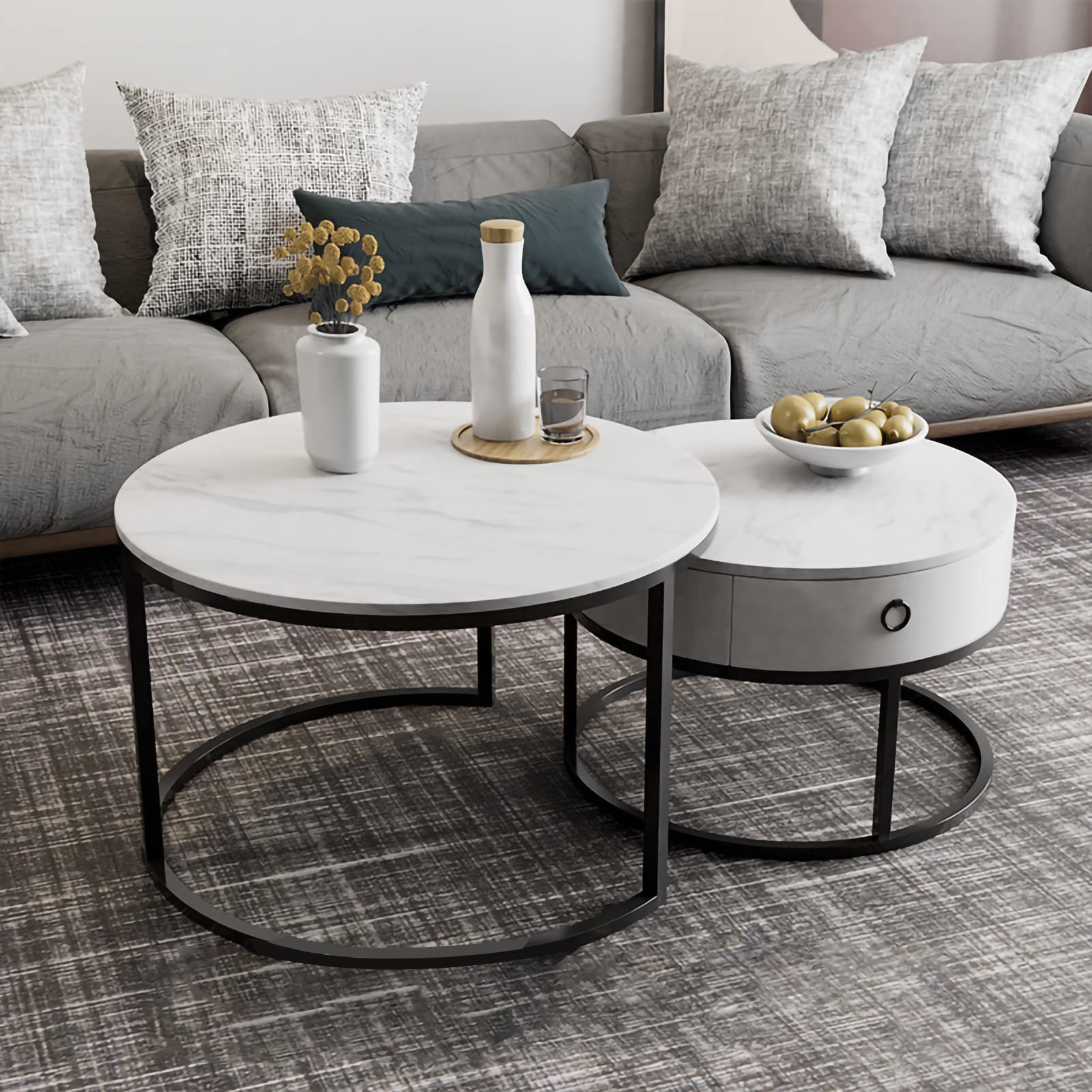 Table basse gigogne moderne en ardoise pour petit espace et salon