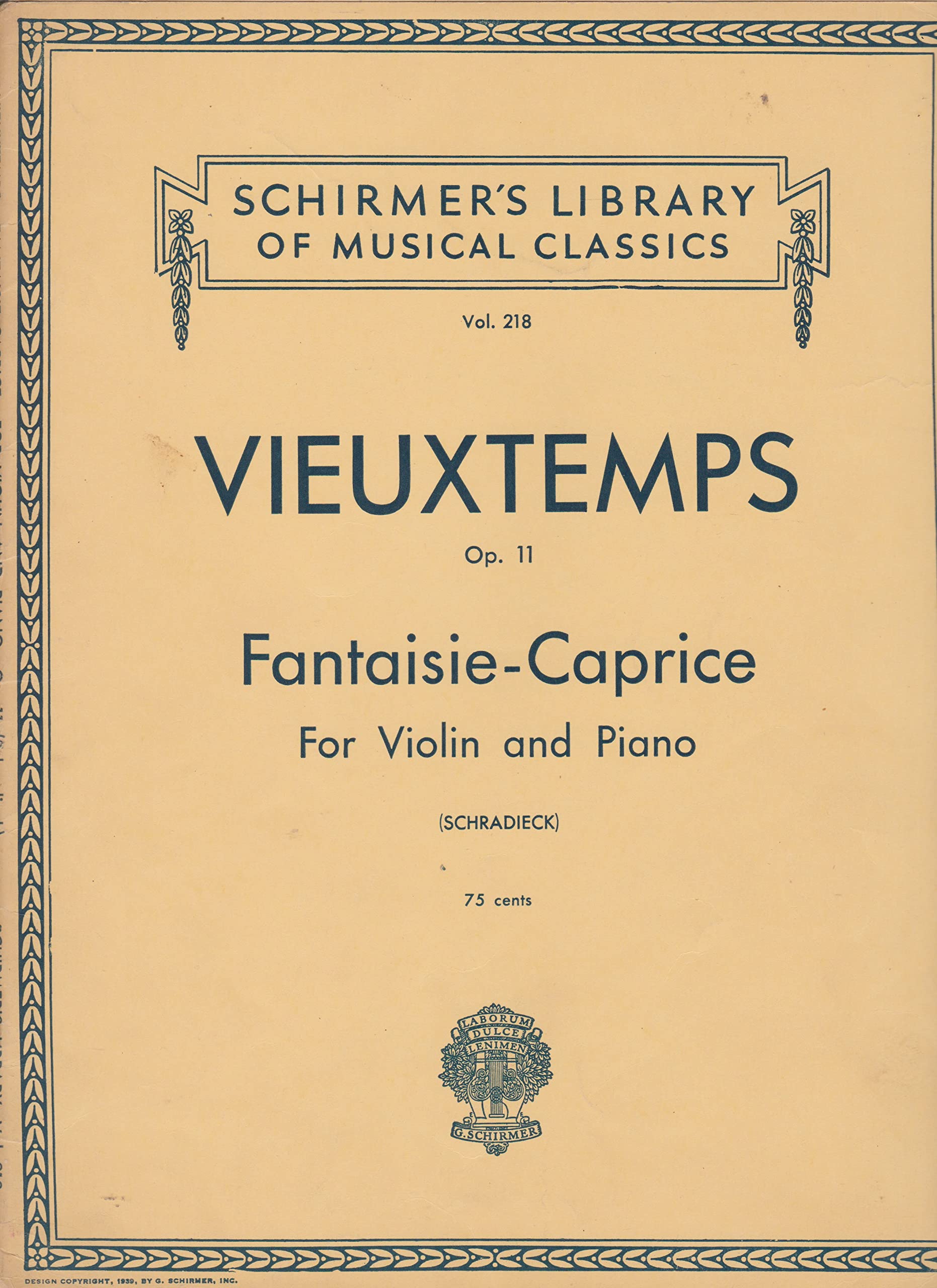 Fantaisie-Caprice for Violin, Op. 11 (Schirmer's Library of Musical Classics, Vol. 218)