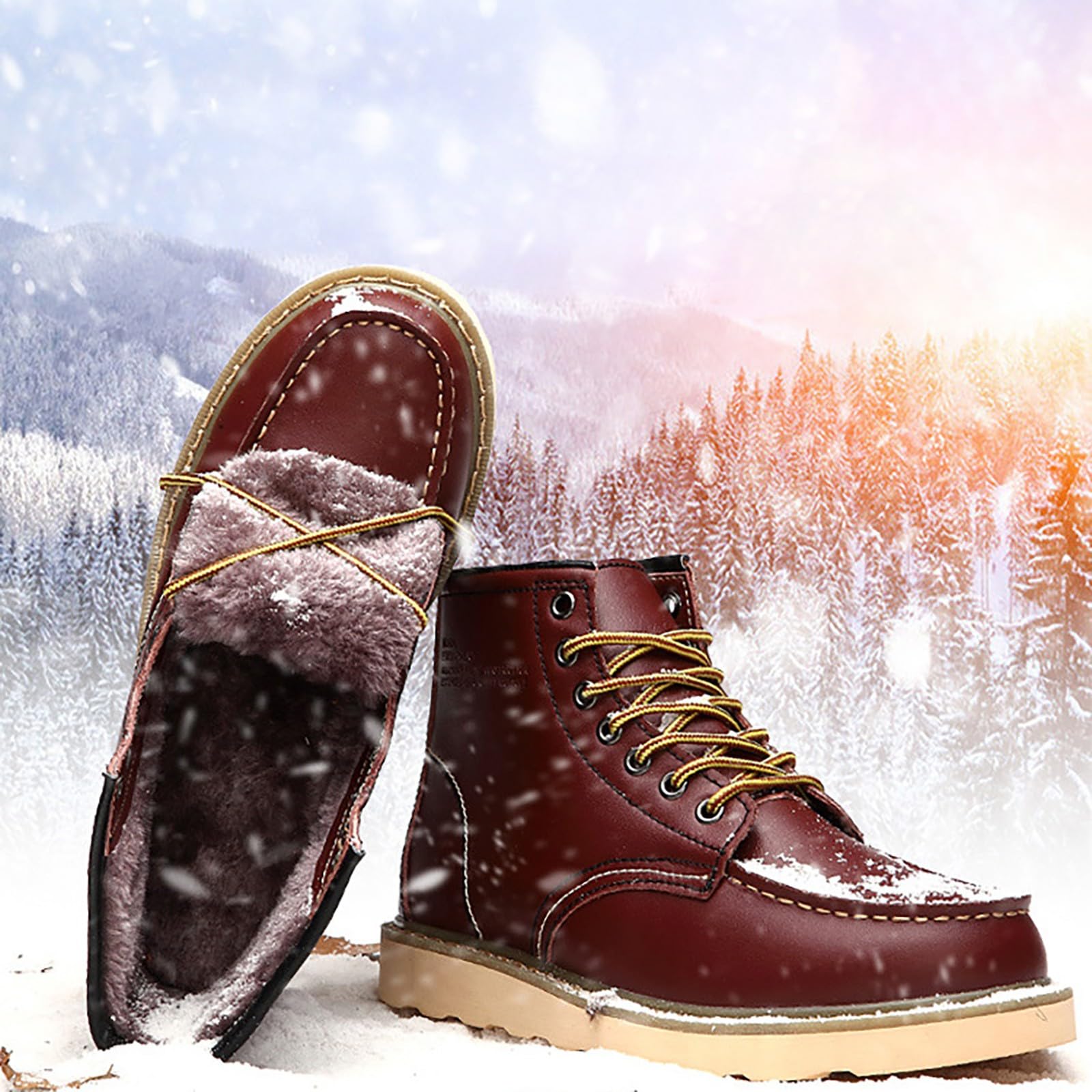 Chaussure Homme Hiver Bottes de Neige pour Hommes Bottes de Neige Montantes pour Hommes Baskets Respirantes Chaussures Chaudes Rembourrées pour l'hiver Chaussure de Neige Femme