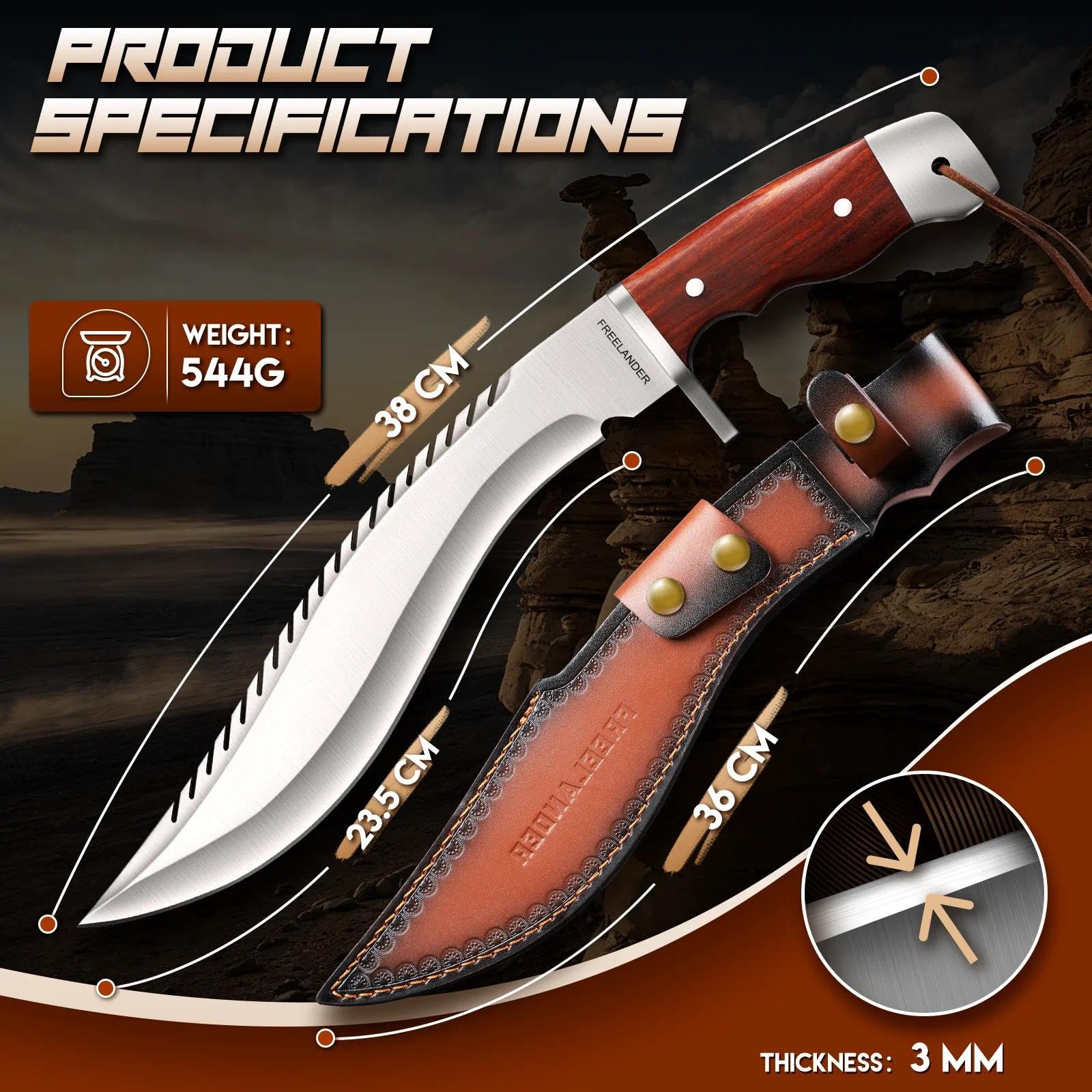 Freelander Survival Machete Scharf Echt und Beil Axt Set 3-teilig, 20CM Camping Beil Kleine Leichte