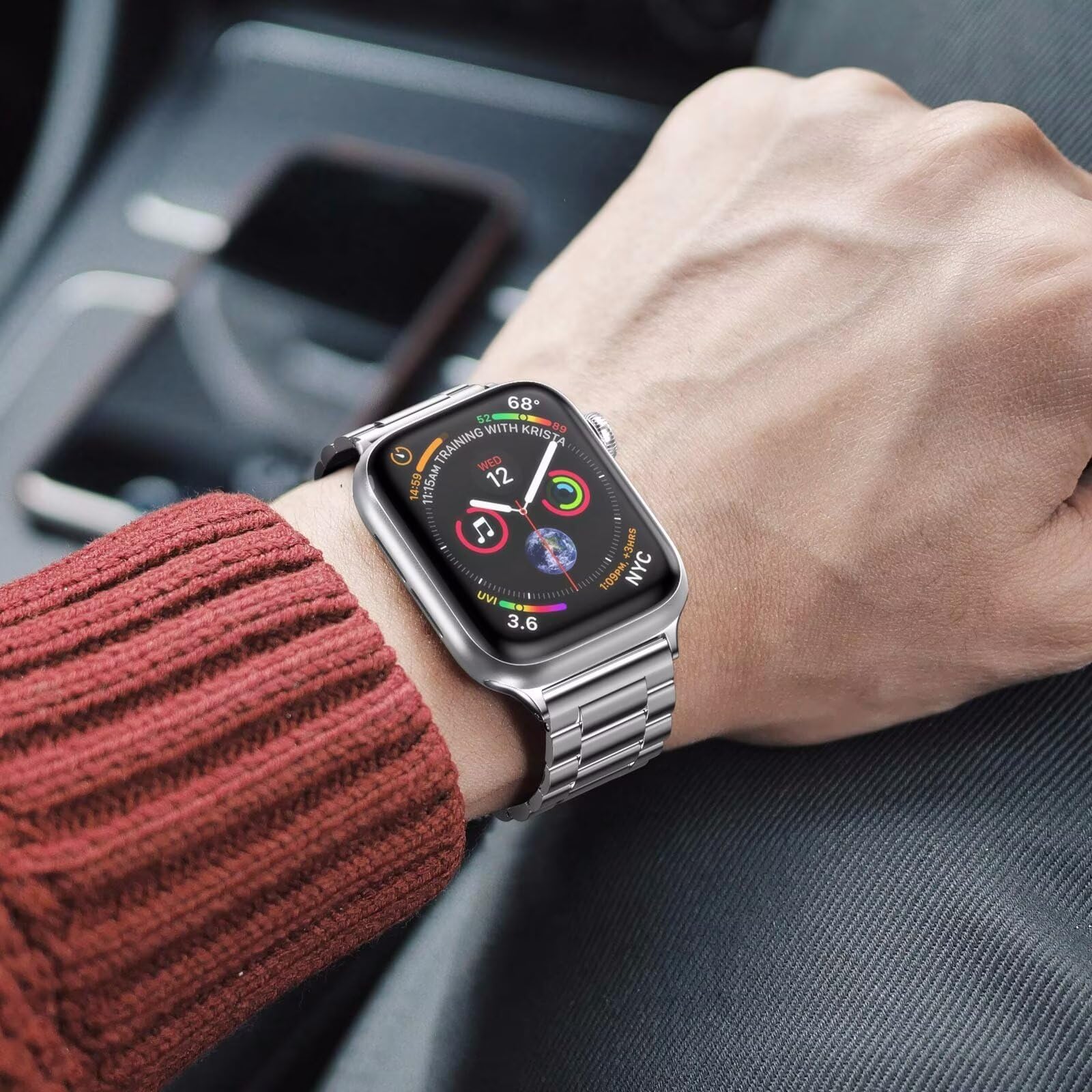 Hongxinzhan Confezione da 2 Cinturino di ricambio in metallo compatibile con Apple Watch