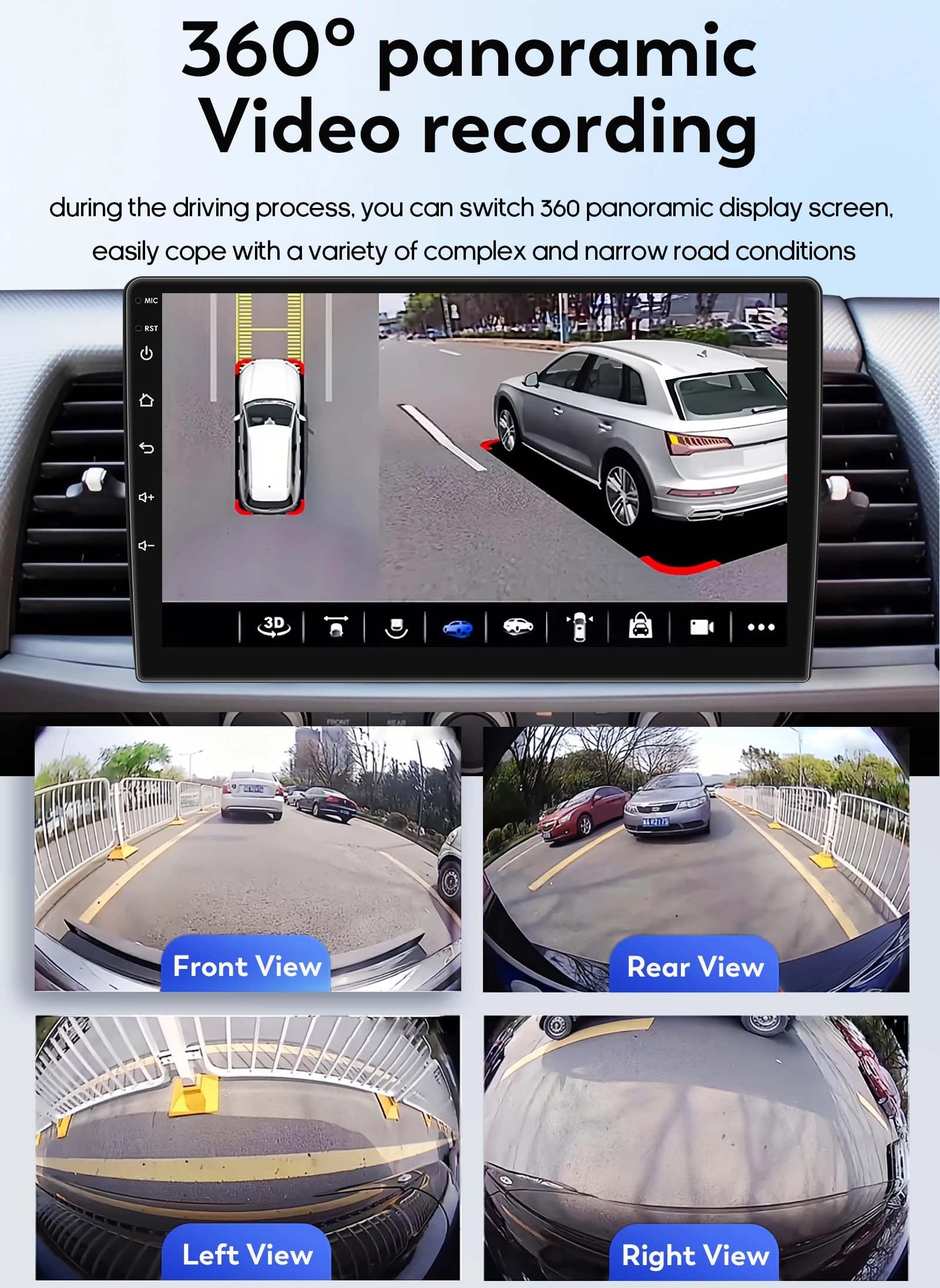 3D 360°-Surround View System 4*Kameras Panorama DVR, 9 inch Car Stereo Radio Touchscreen für Seat MII e-MII KE KF Skoda citigo E-Citigo VW UP! e-up! e-Load Up Seat lbiza lV4 IV IV5