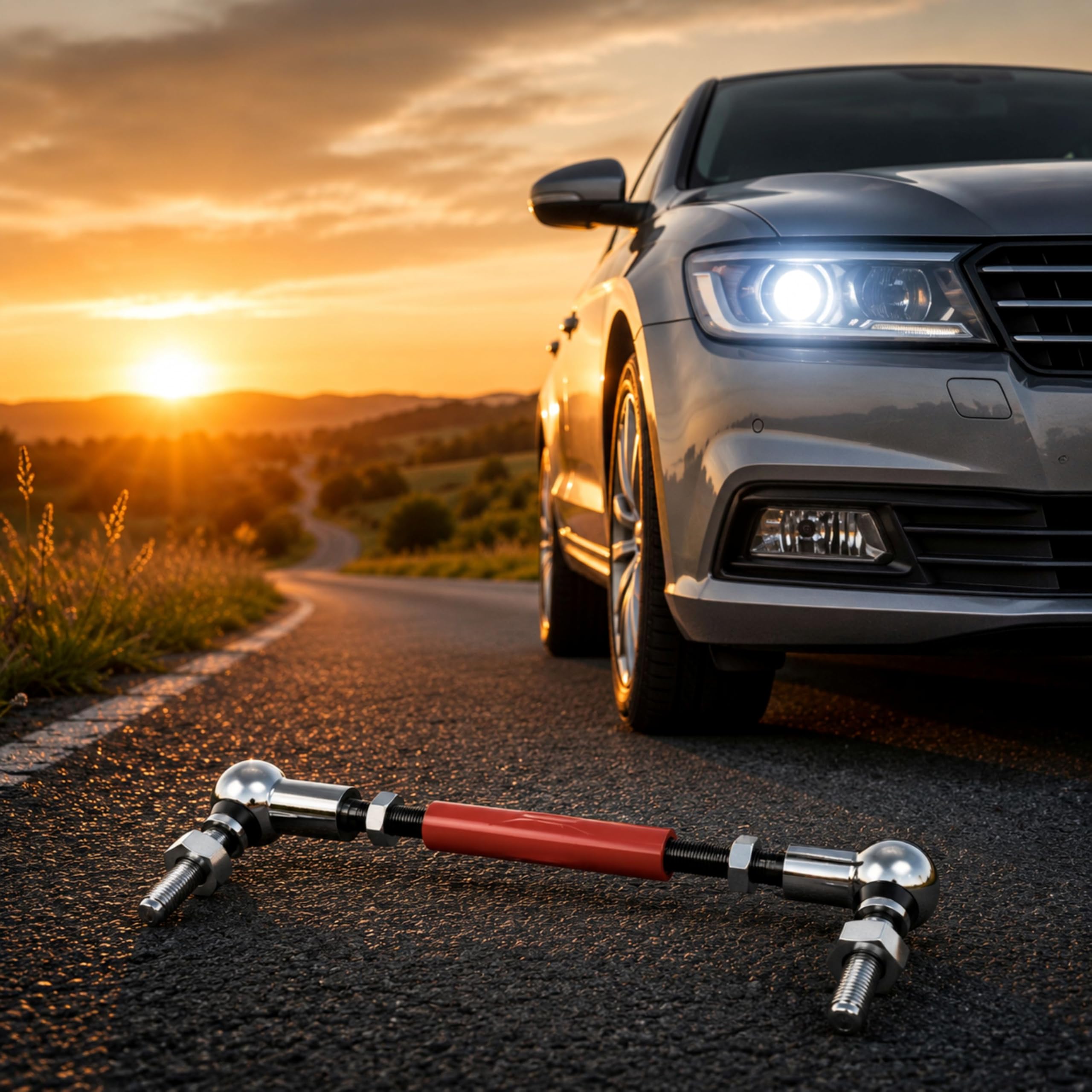 autooptimierer Xenon Reparatursatz Universal – Koppelstange für Leuchtweitenregulierung – Niveausensor M6 einstellbar – Reparaturset für Scheinwerfer-Höhenregulierung