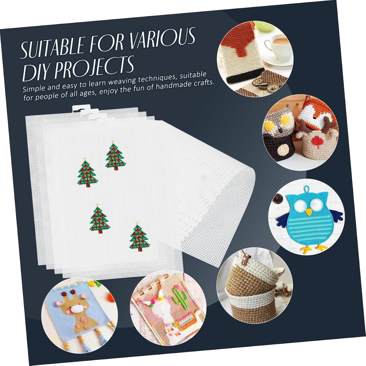 Gadpiparty 6pcs Plastic Canvas Kits for Cross Stitch Mesh Sheets Yarn Crafting Sheets Eye Mesh for DIY Knit Crochet