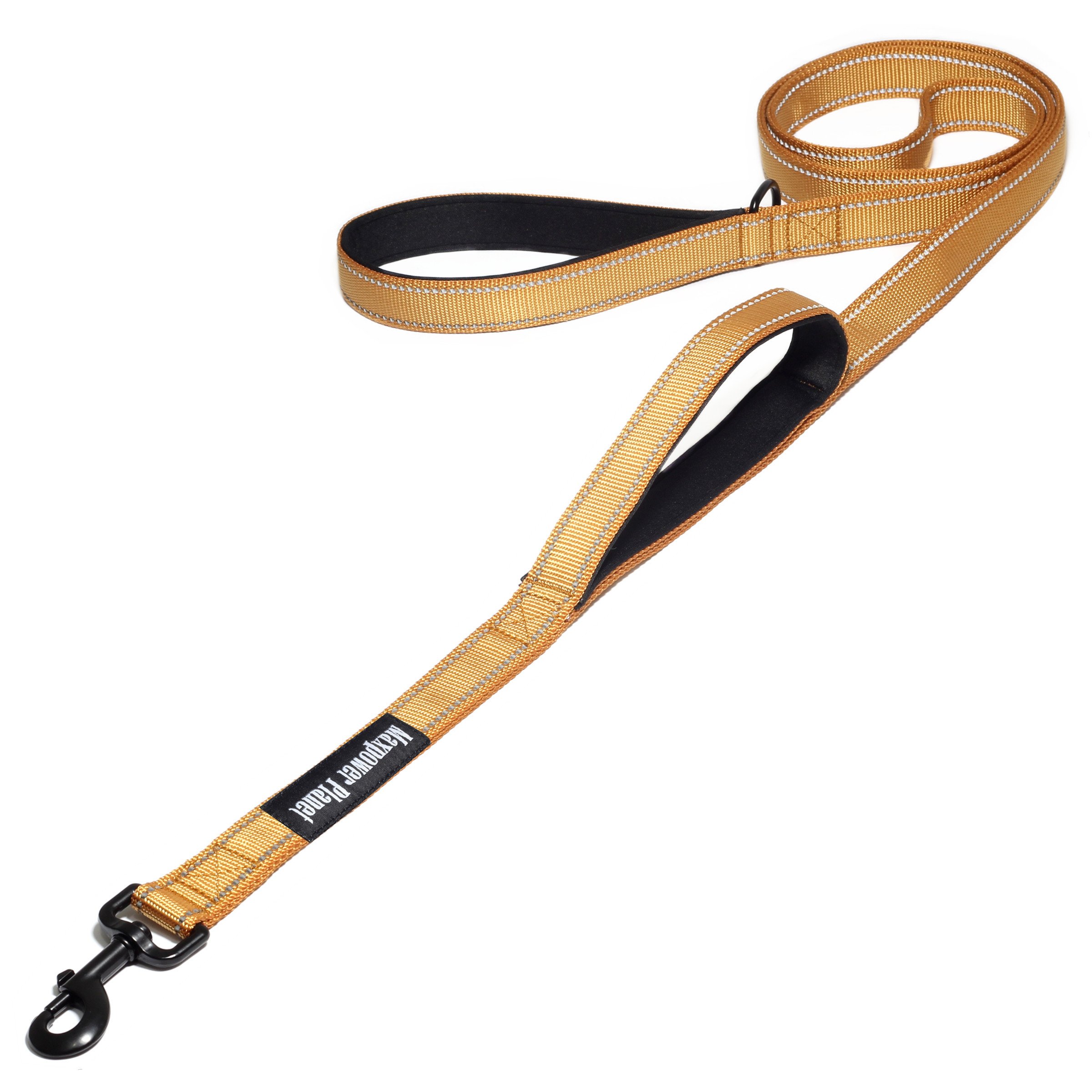 Maxpower Planet 6 Feet Dog Leash with Double Padded Handle, Heavy Duty, Reflective - Leashes for Medium and Large Dogs,Golden