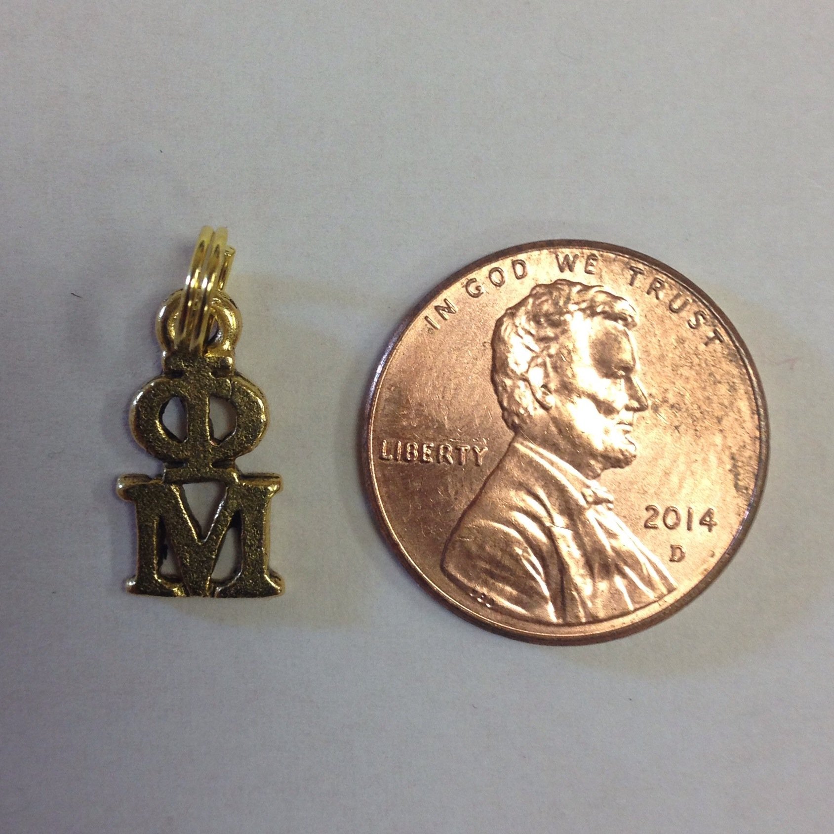 Phi Mu PM Sorority Greek Lavaliere in 24K Gold Plate