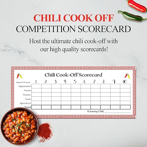 Miniatura 7 de Chili Cook Off Competition Scorecard - Chili Judging Ballots for Your Chili Cook-off - 25x voting cards - USA Made and Designed