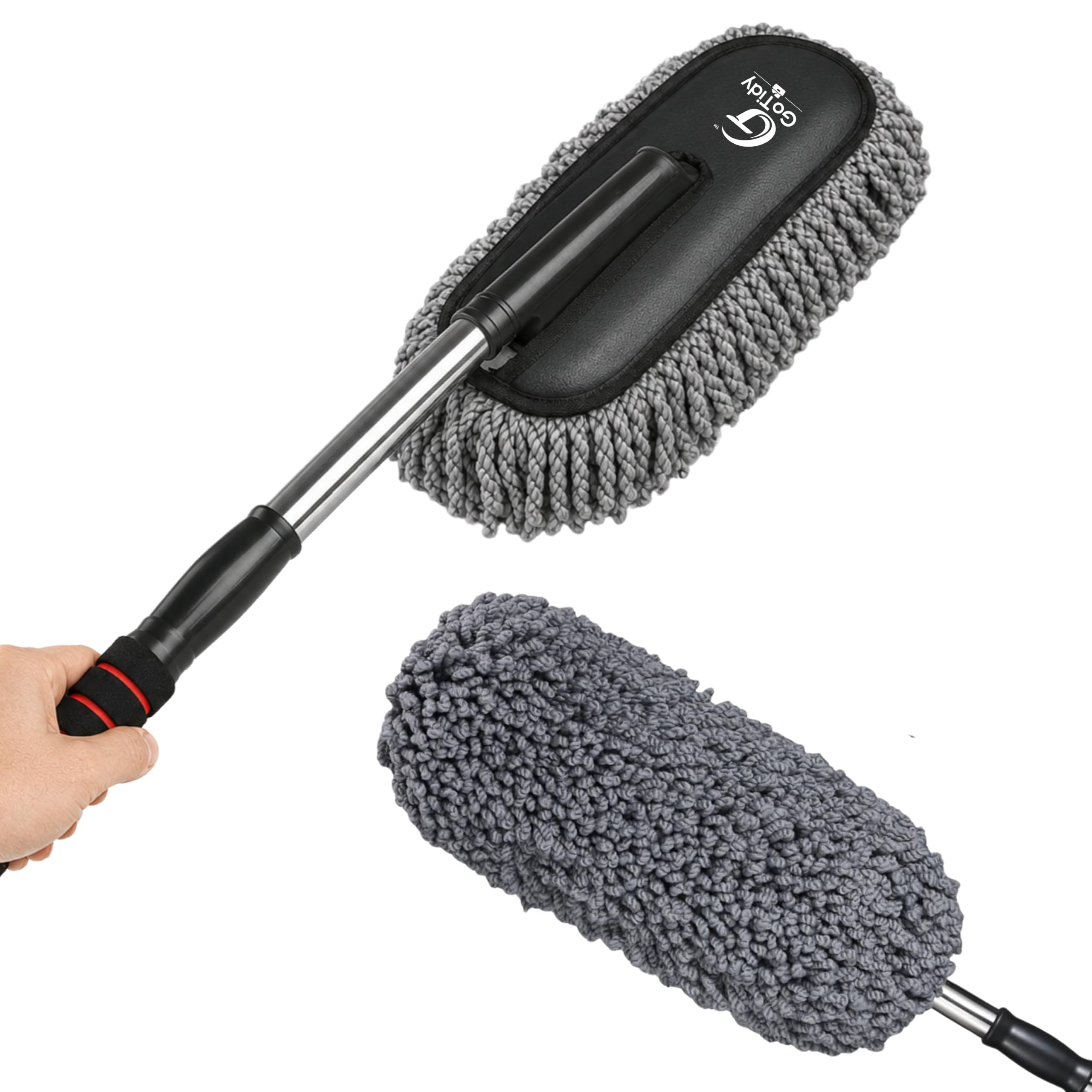 Car Duster Microfiber Brush with Extendable Handle, Scratch-Free Lint-Free Paraffin Wax Coated Car Cleaner Brush for Interior & Exterior, Essential Car Cleaning Accessories for SUV, Windshield-image-33