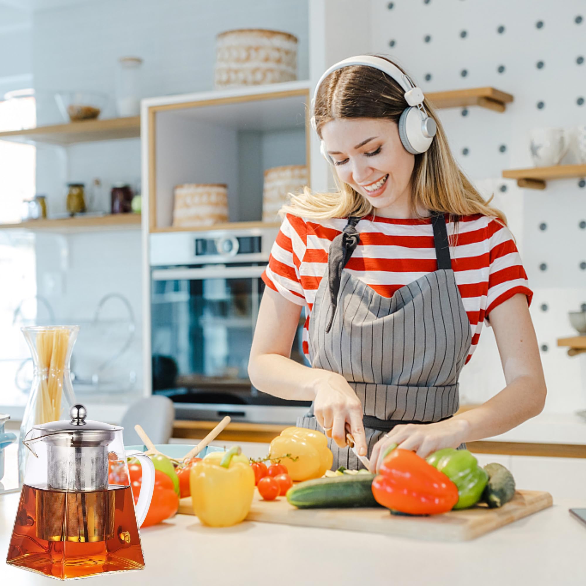 550ml Teekanne Glas Teebereiter mit Abnehmbare Edelstahl-Sieb, Teesieb Glas Teebereiter mit Deckel, Perfekt Perfekt für Losen Tee und Kaffee Teebeutel, Hitzebeständig & Transparent