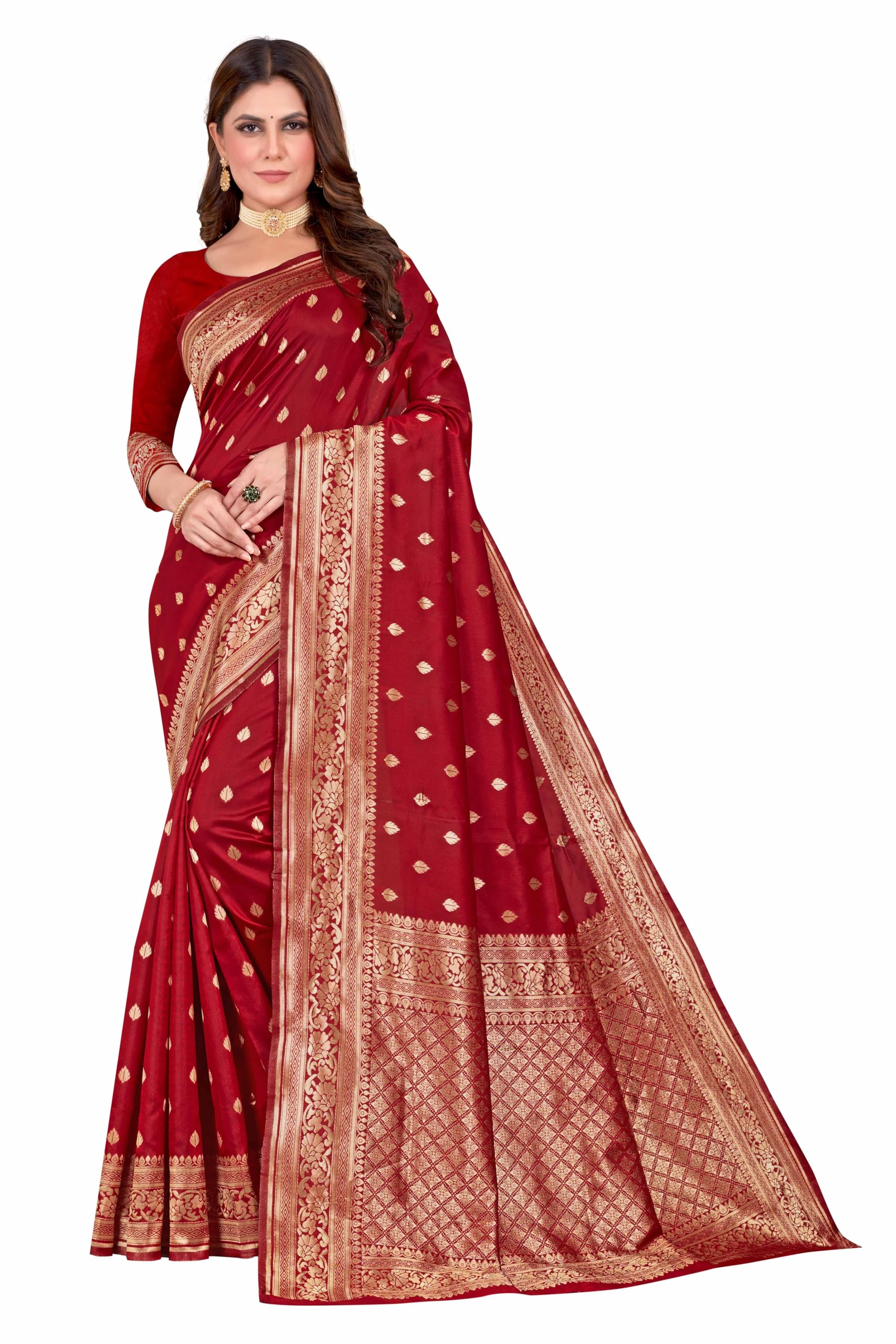 SugathariWomen's Banarasi Saree Pure Kanjivaram Silk Saree Soft new ladies 2023 Design Wear Sarees Latest Cotton Party Sari collections With Blouse Piece for Wedding sadi (SAM PARI-160)