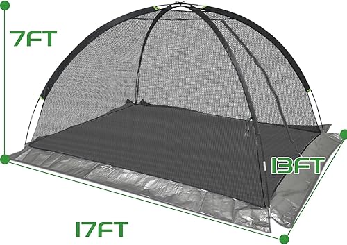 Miniatura 2 de Red de cúpula para estanques, 13 x 17 pies para peces al aire libre, hojas de koi, jardín, protección de invierno, tienda de campaña con estacas de