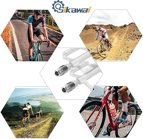 Miniatura 2 de Extensores de pedal de bicicleta de Sikawai  1 par de extensores de pedal de bicicleta de acero resistente para la mayoría de pedales roscados de