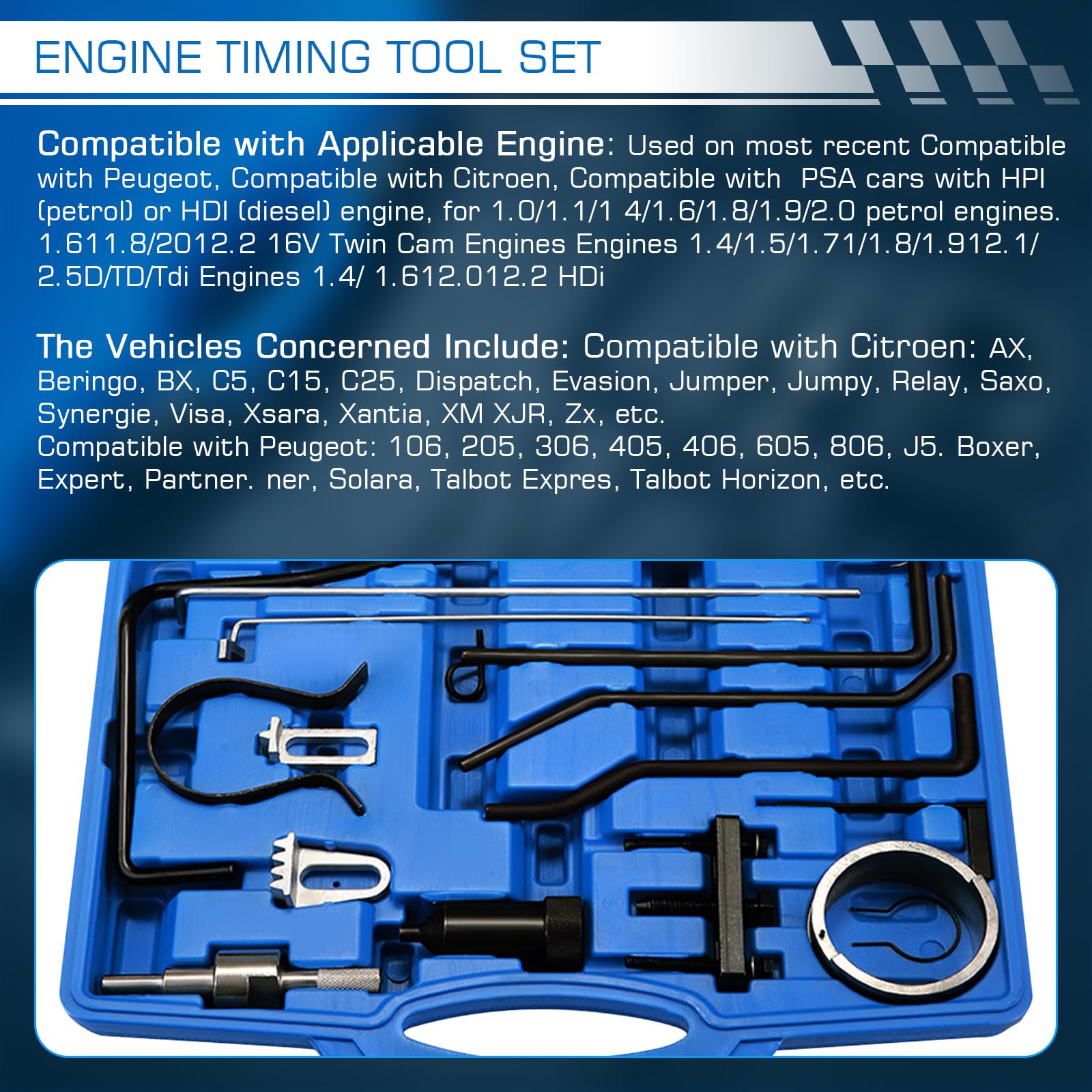 Kit Messa in Fase Motore Compatibile con Peugeot,Citroen, PSA Diesel | Attrezzi per Bloccaggio di Allineamento Albero a camme, Benzin Dual TDI HDI PSA, Strumento di Allineamento Dell'albero