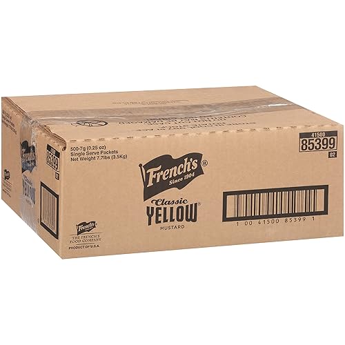 French's Paquetes de una sola porción de mostaza amarilla clásica, 500 unidades, 0.24 onzas líquidas