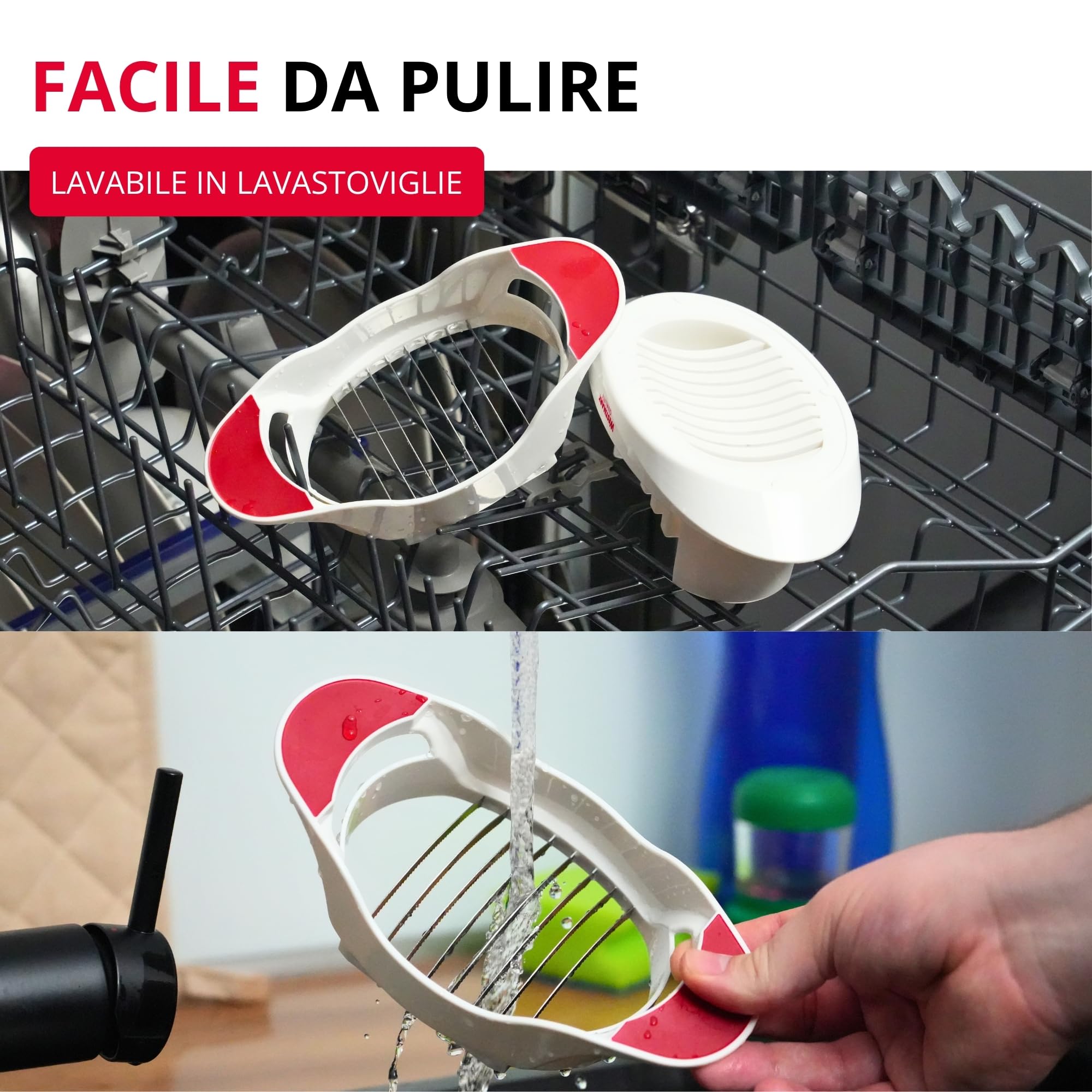 Westmark Affetta-pomodori e mozzarella con piattino e lame seghettate, Acciaio inox/Plastica, Bianco/Rosso, 11572260