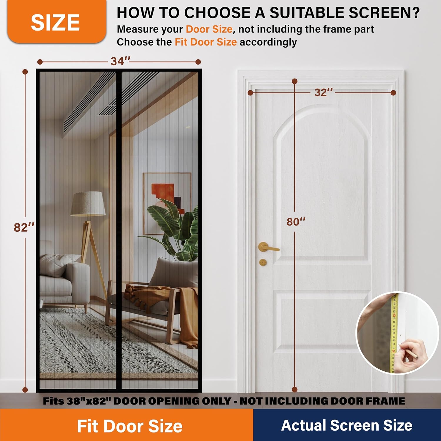 magnetic screen door, heavy duty door screen magnetic closure keep bugs out,pet & kid friendly?hands free door screen fit door size 32 x 80 inches white fit door size 32 x 80 inch white