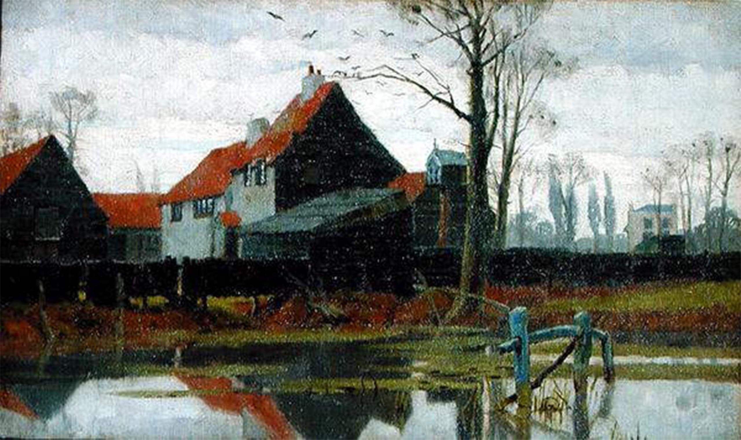 POSTERIIk Vintage Print Pop Art Landscape Artwork Farm Buildings by Frederick Cayley Robinson Art Prints for Office Home Decor 60x90cm