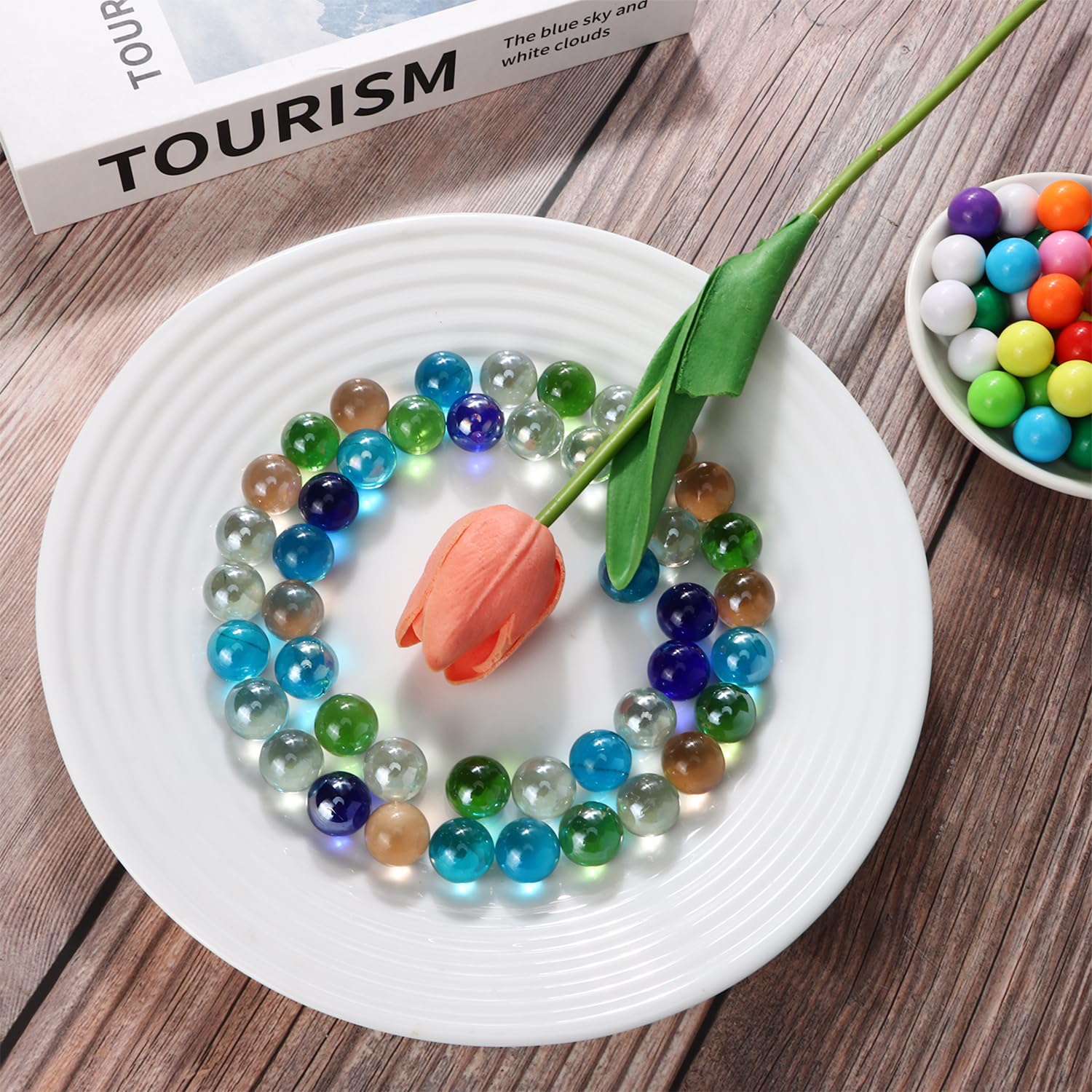 100 Piezas Coloridas Canicas de Cristal, para Juegos de Carreras de Canicas, Bricolaje y Decoración del Hogar