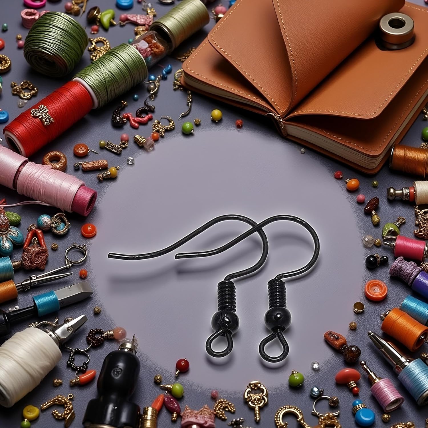 100Pcs Black 20×17mm Black Earring Hooks Hypo-allergenic Ear Wires Fish Hooks with Ball and Coil Earring Wires Jewelry Findings for DIY Jewelry Making Parts Supplies,Jewelry Findings - Image 6