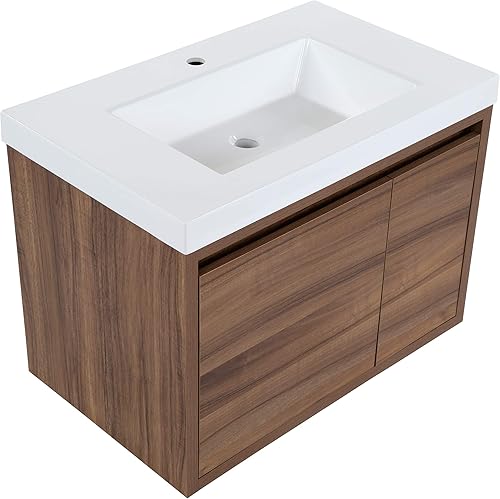 Miniatura 14 de Spring Mill Cabinets Kelby - Moderno tocador de baño flotante de 30 pulgadas con encimera blanca de un solo fregadero, gabinete de 1 puerta, 1 cajón