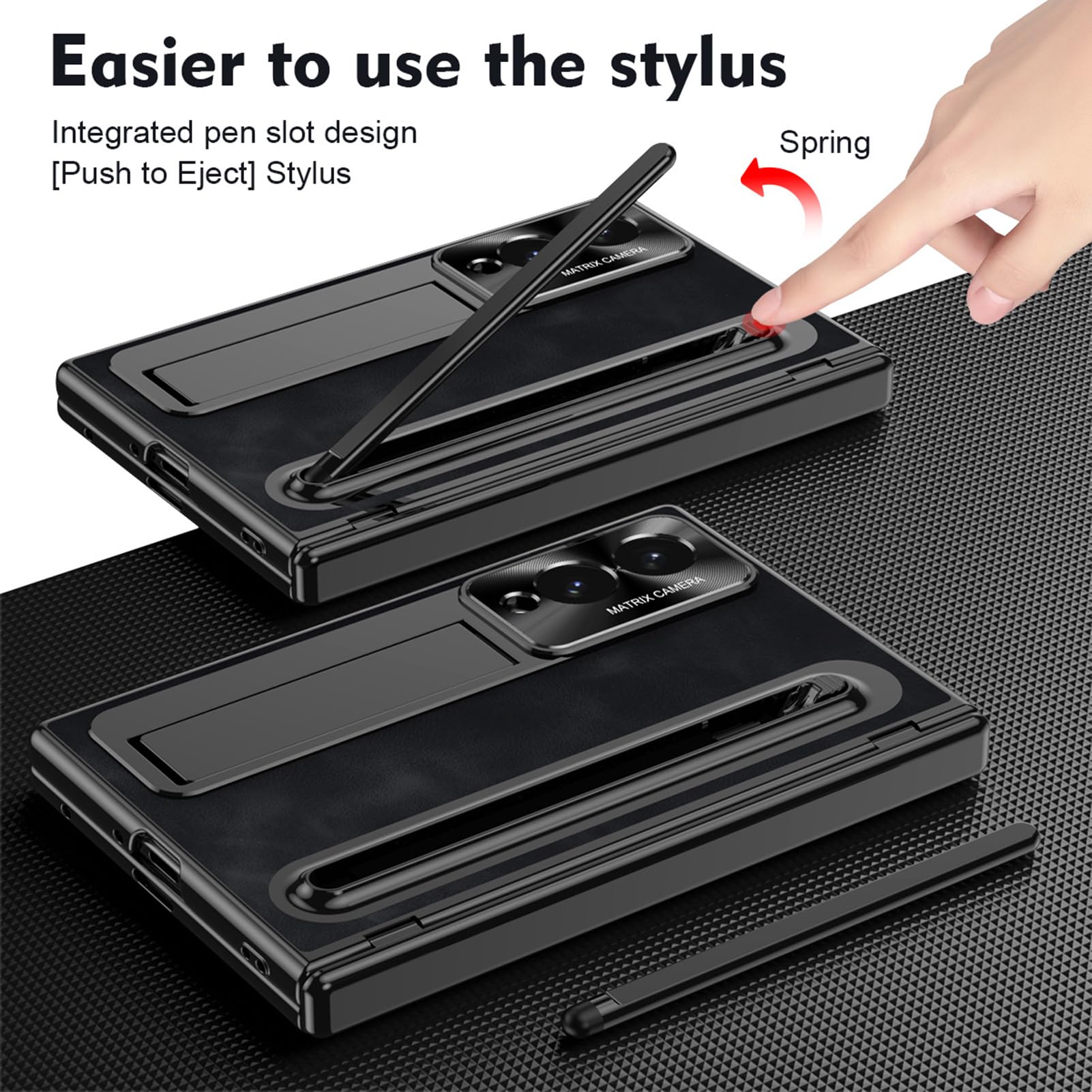 Skórzane etui do Samsung Galaxy Z Fold 8, pełna ochrona ekranu | Powłoka soczewki i ochrona na zamek błyskawiczny pełna osłona z uchwytem na ołówki na długopisy, czerwony, składany 8