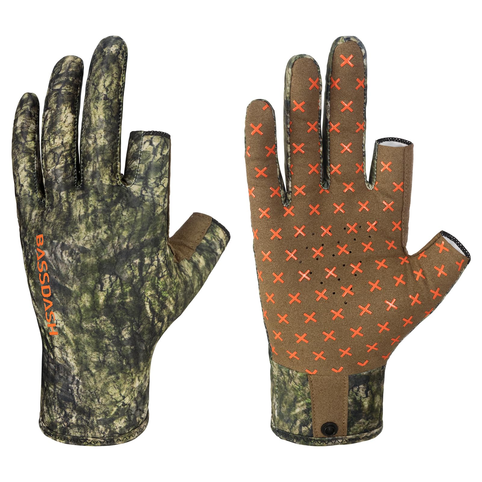 BASSDASH UPF 50+ Unisex Camo Hunting Gloves Fingerless Lightweight HG03 — image 1