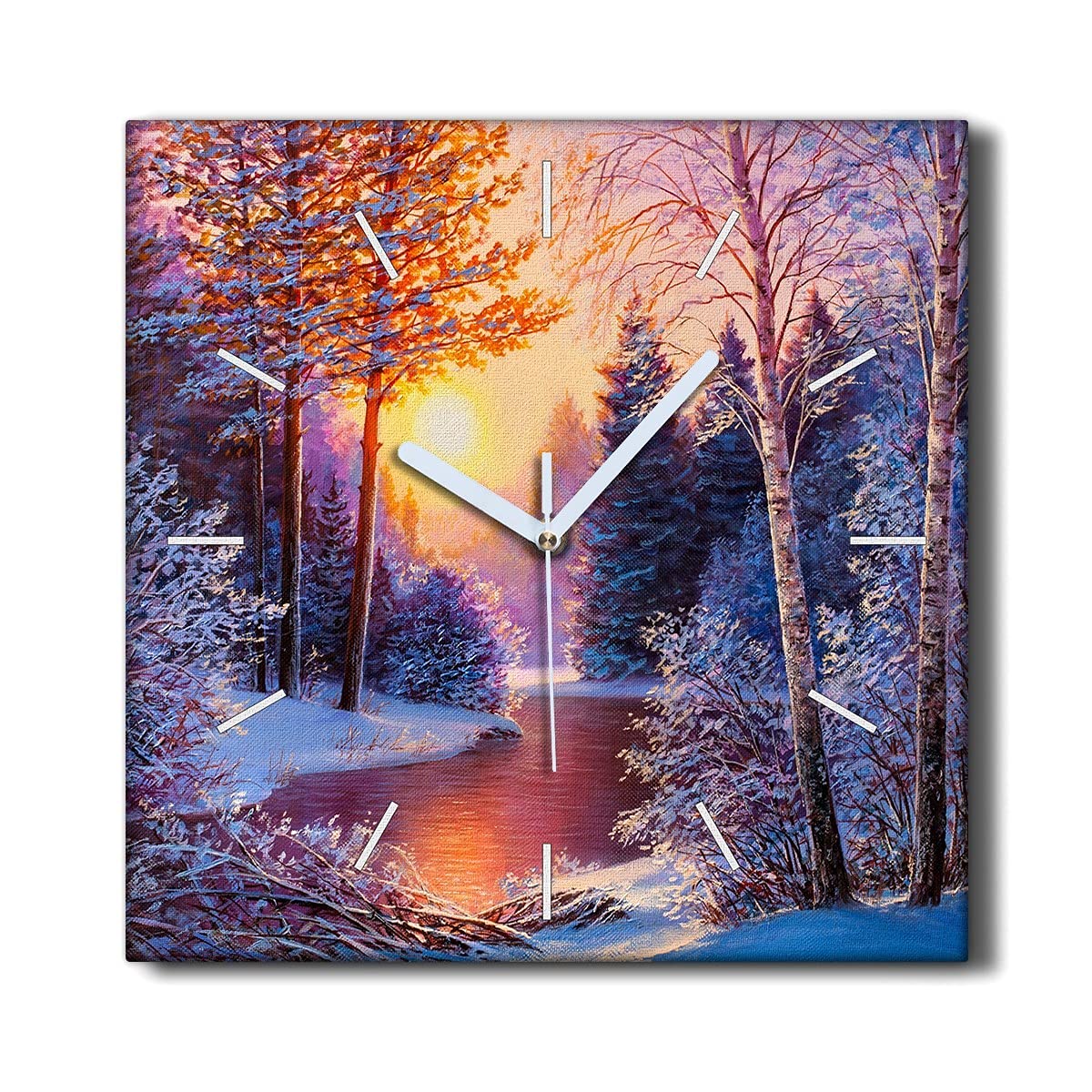 Horloge sans tic-tac Coloray en toile 30x30 cm au mécanisme silencieux pour salon au design nature