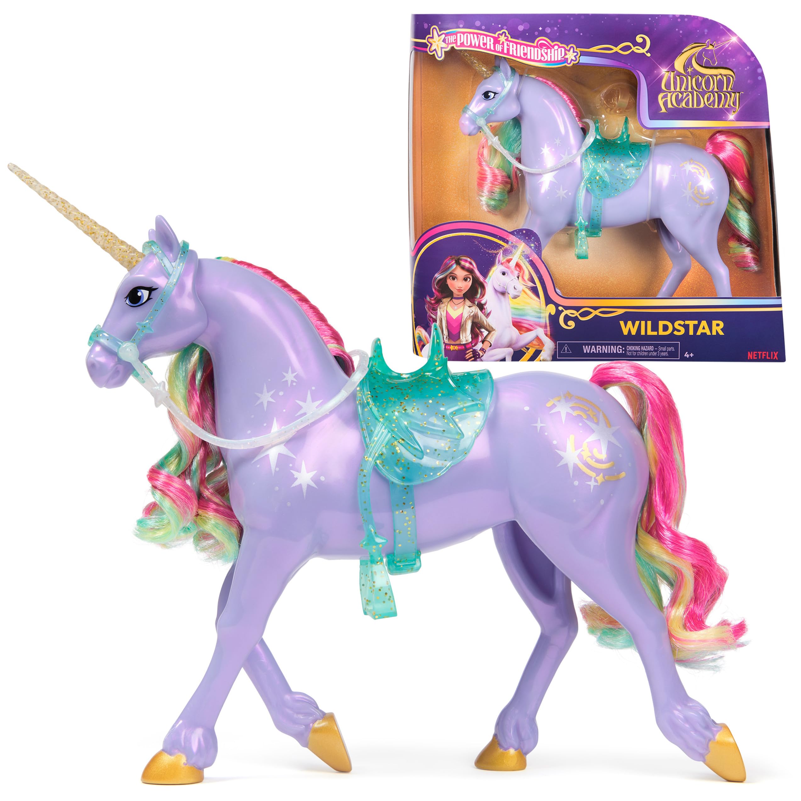 Unicorn Academy, Power of Friendship Wildstar with Translucent Saddle & Bridle, 11”, Dolls & Unicorn Toys for Girls Ages 4 and up Multicolor