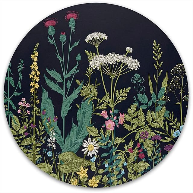 Atufsuat Mouse Pad, Premium-Textured Small Round Mousepad 7.9 x 7.9 Inch, Cute Mouse pad for Wireless Mouse, Waterproof Non-Slip Rubber Base Mouse Mat for Laptop PC Office Women Kids, Daisy Flower
