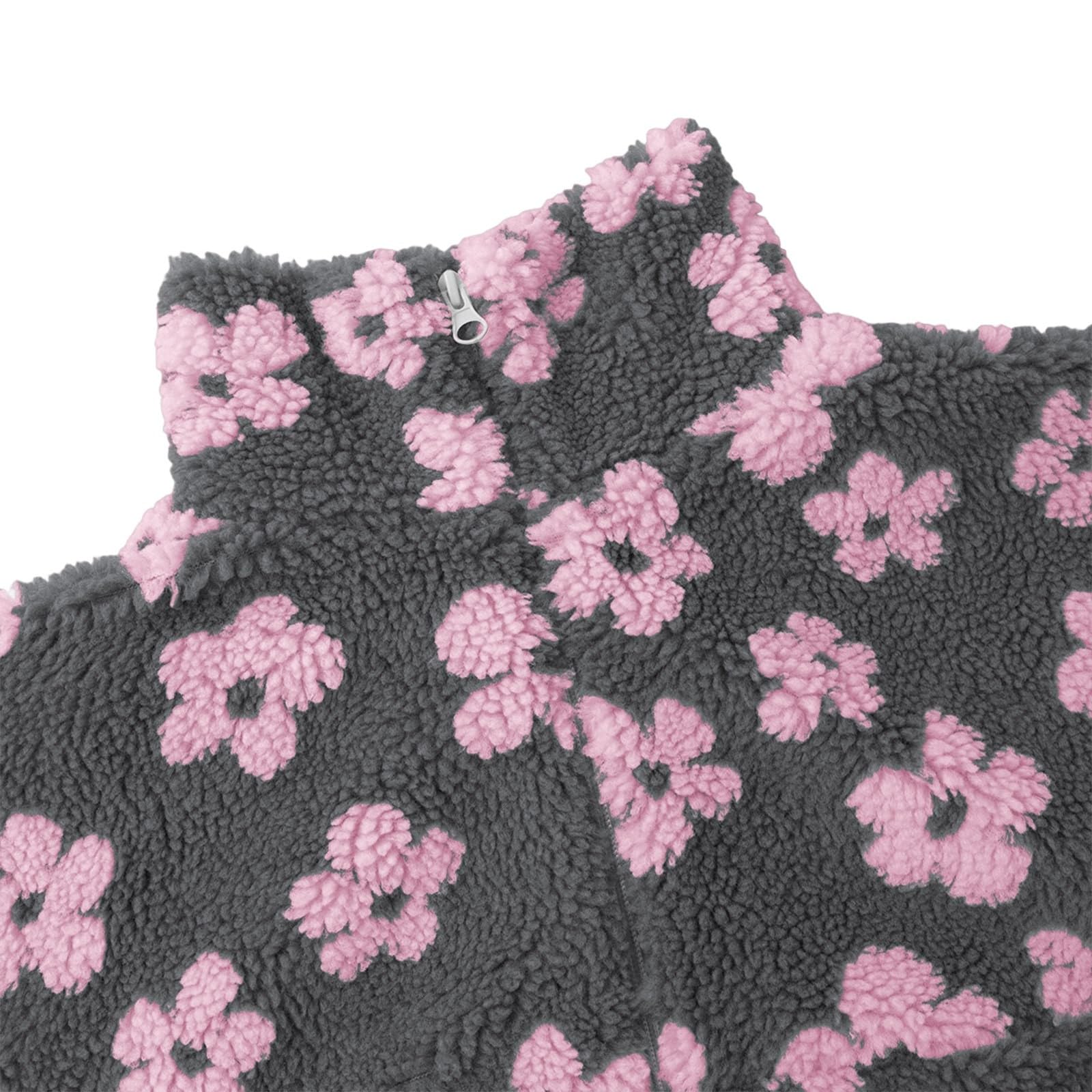 Fleece-Sweatshirt mit Rundhalsausschnitt Blumendruck, gemütlicher, Warmer Winterpullover, weicher, langärmeliger Freizeit-Loungewear für den kaltes Wetter, modische Oberbekleidung#M