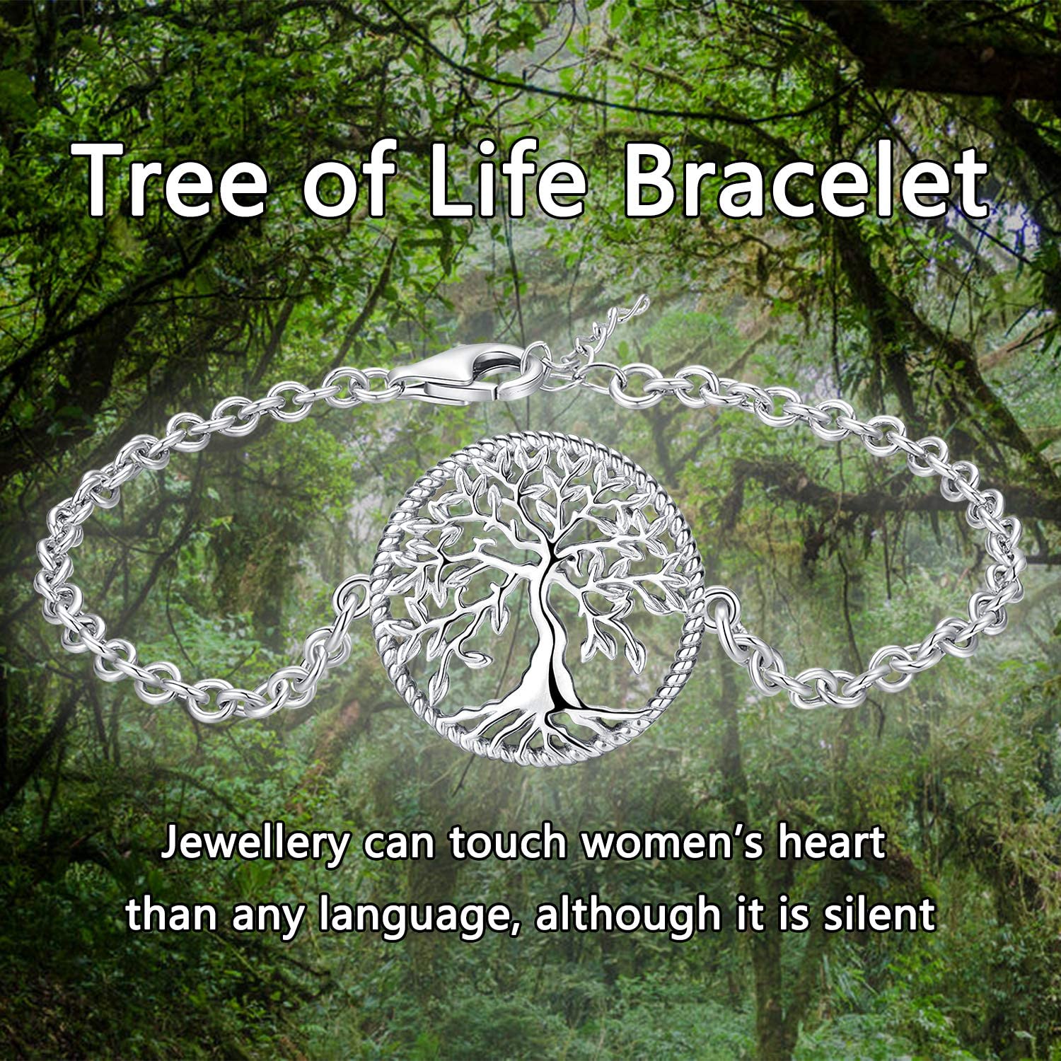 Bracciale da Donna Argento 925 Bracciale Regolabile Braccialetto Albero della Vita Gioielli per Mamma Ragazze Moglie Fidanzata, Compleanno Festa della Mamma Regali
