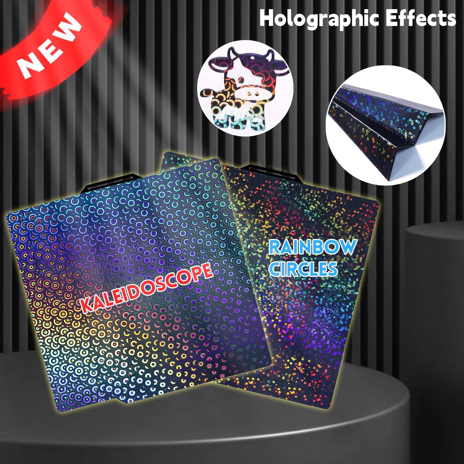 IdeaFormer Smooth Rainbow Circles+Kaleidoscope PEK płyta dociskowa do Bambulab X1/X1C/X1E/P1P/P1S/A1, PEK Spring Steel płyta drukarska 257 x 257 mm do drukarki 3D Bambu Lab