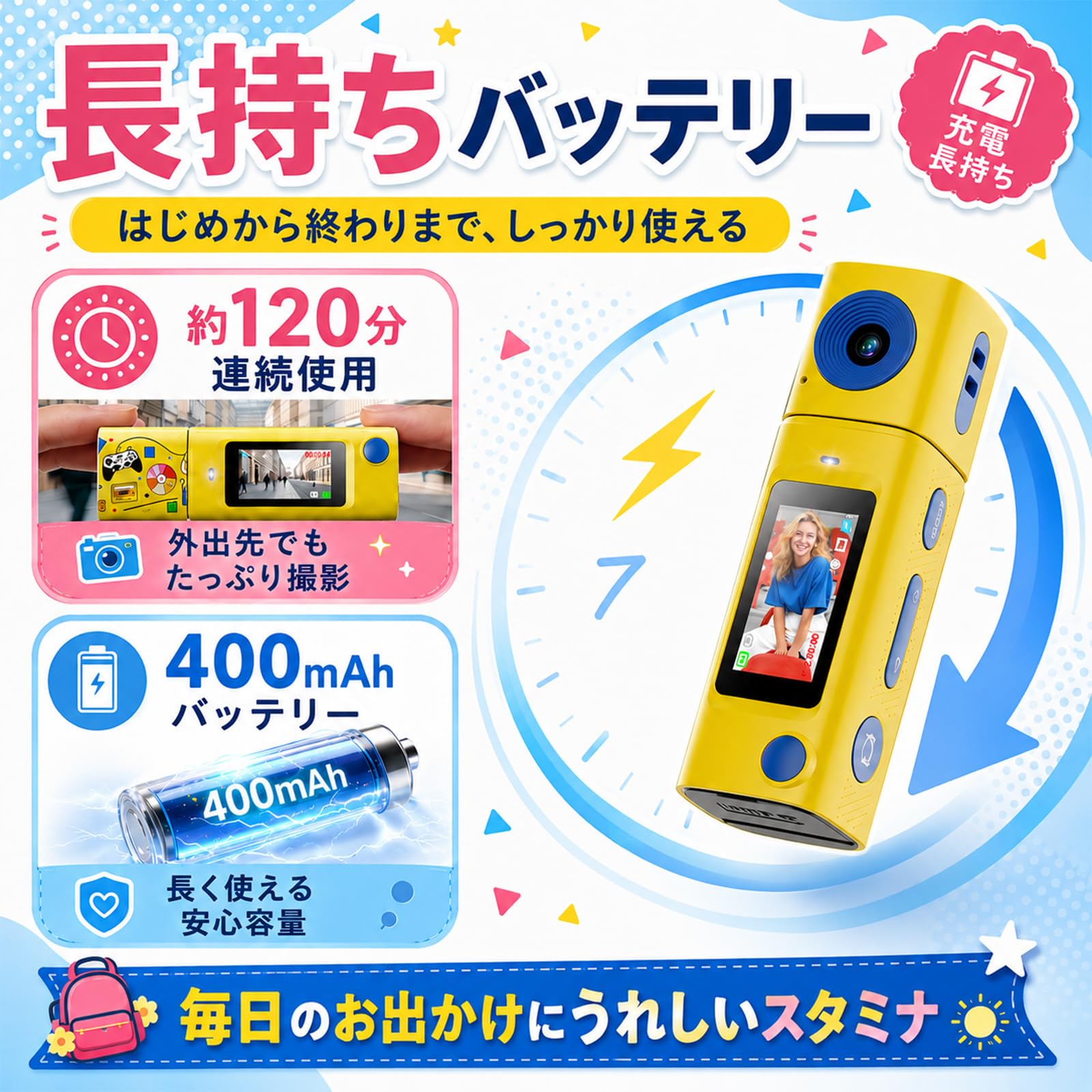 Amazon | デジカメ トイカメラミニカメラ 230°回転ディスプレイ 自撮り