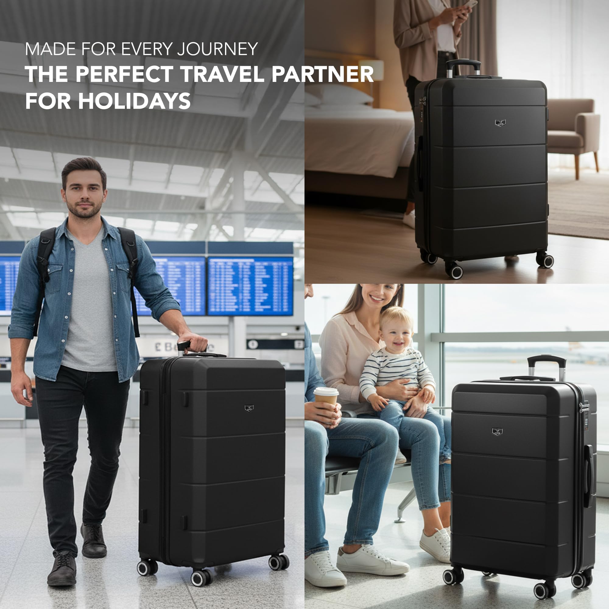 LUGG - Jetset 40cm Suitcase - 40x30x20cm- Ryanair Compatible - Underseat Size - Hard Shell ABS - Spinner & Removable Wheels - Lightweight Travel Luggage- Cream/Brown — view 281