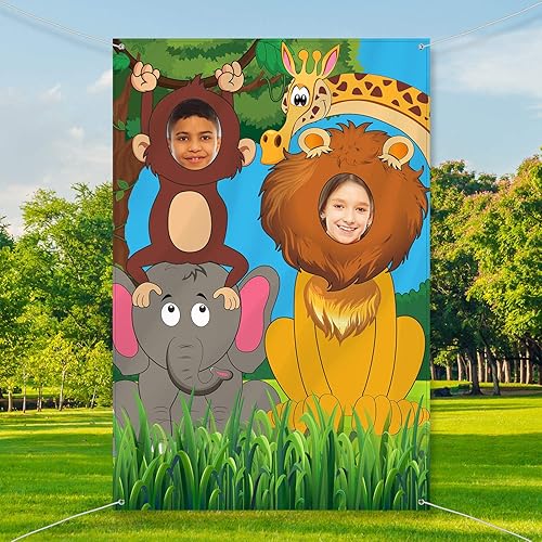 Miniatura 3 de Jungle Safari - Decoración de fiesta de cumpleaños de un animal, diseño de animales de la selva, diseño de animales de la selva, divertido juego de