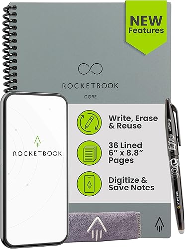 Miniatura 13 de Rocketbook Core - Cuaderno inteligente reutilizable, páginas rayadas para la escuela, el trabajo y proyectos creativos, tamaño carta de 8.5 x 11,