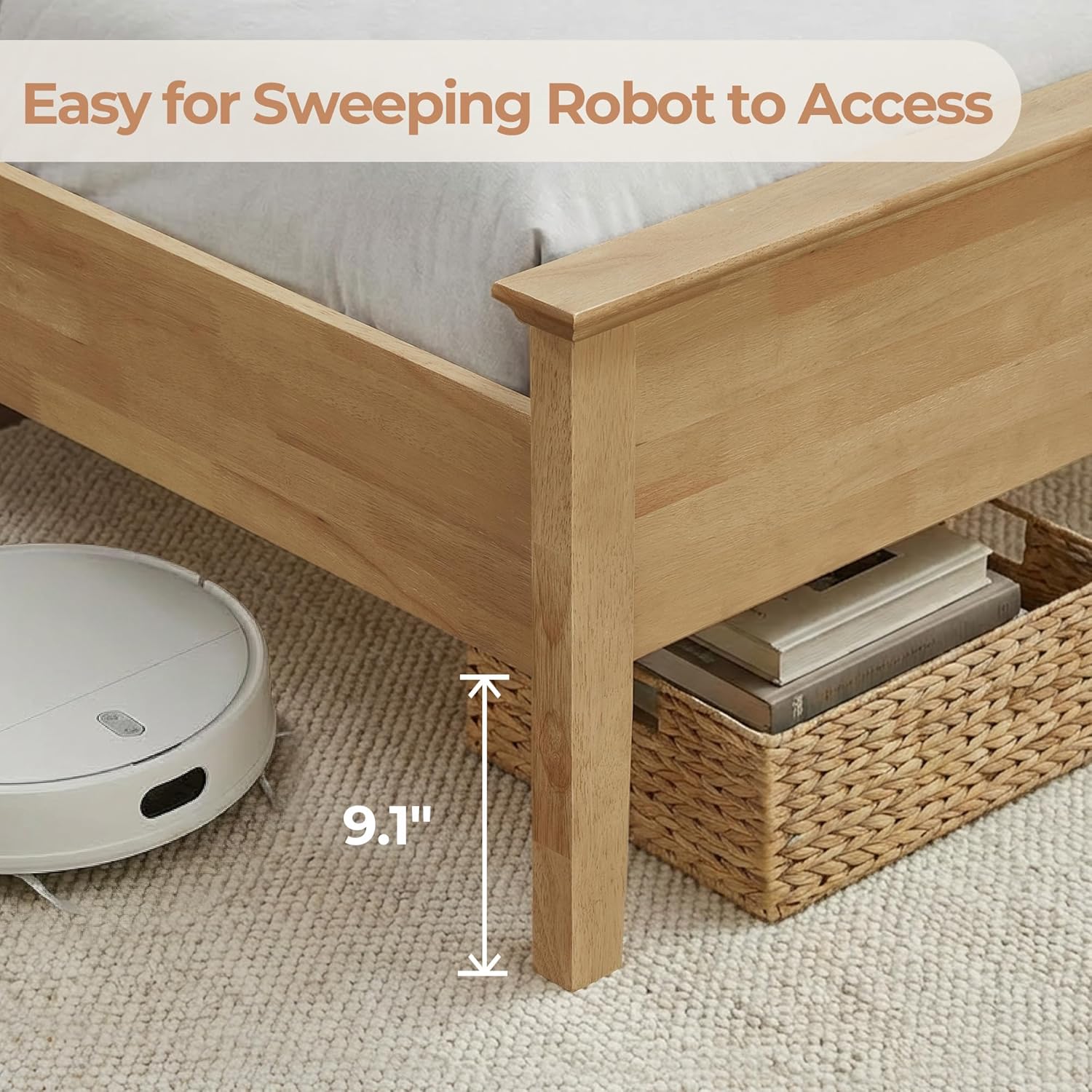 CHITA Queen Size Platform Bed Frame, with Boucle Upholstered Headboard & Wooden Slats Support, Modern Farmhouse Style Bed, No Box Spring Required, Large Under Bed Storage, Easy Assembly, Natural