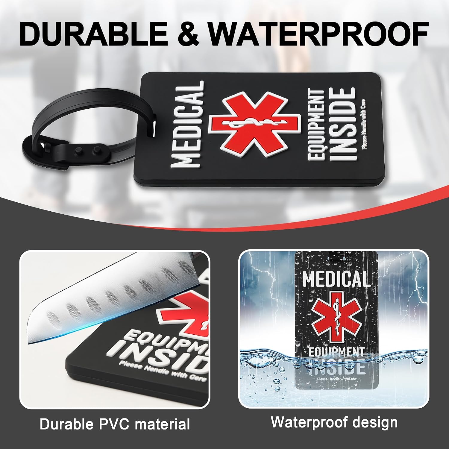 Medical Equipment Luggage Tag for CPAP/BIPAP Multi Functional Medical Device Luggage Medical ID Alert Tag for Carry On & Supply Bag Travel Supplies Bag Tag