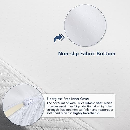 Miniatura 4 de IULULU Colchón de espuma viscoelástica tamaño King de 8 pulgadas colchón con infusión de gel de té verde funda acolchada extraíble transpirable