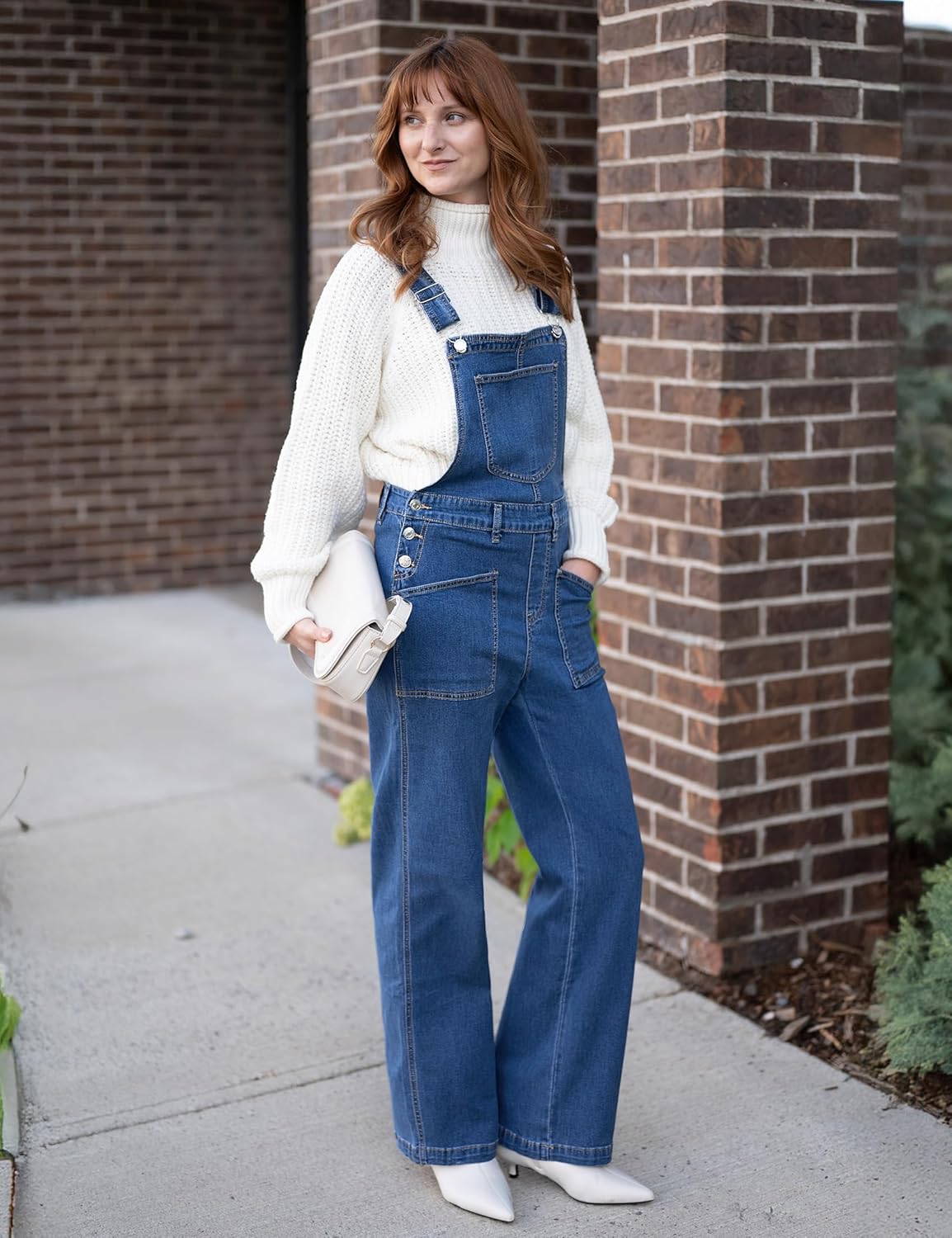 luvamia Jean Overalls for Women Loose Fit Baggy Wide Leg Bib Pocket Adjustable Straps Stretchy Denim Overall Jumpsuits - Image 2