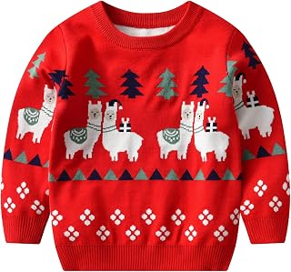 Kids Toddler Baby Girl Boy Knit Crewneck Sweater Cotton Pullover Merry Christmas Sweatshirt Top Warm Fall Winter Clothes