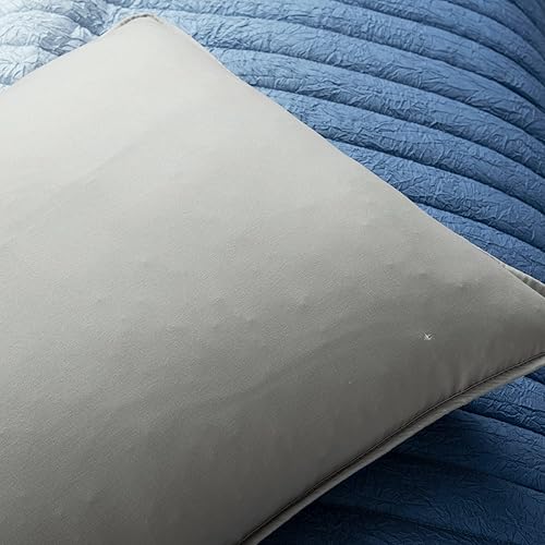 Miniatura 6 de Lush Decor Crinkle Ombre - Juego de edredón de 3 piezas, tamaño King, azul marino y gris