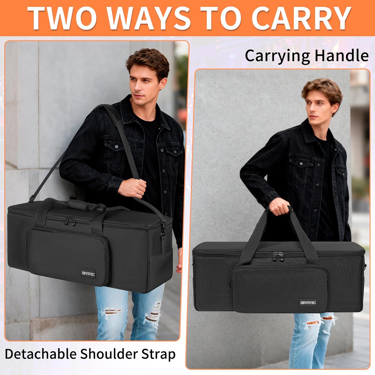 IBVIVIC DJ Par Light Bag Padded Par Lights Carry Bag 8 With Inner Dividers 29.5 x 10.2 x 11.8 inch