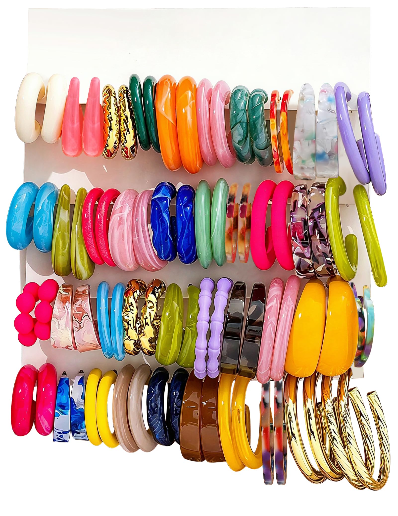 40 Pairs Hoop Earrings Set for Women, Colorful Chunky Statement Earrings