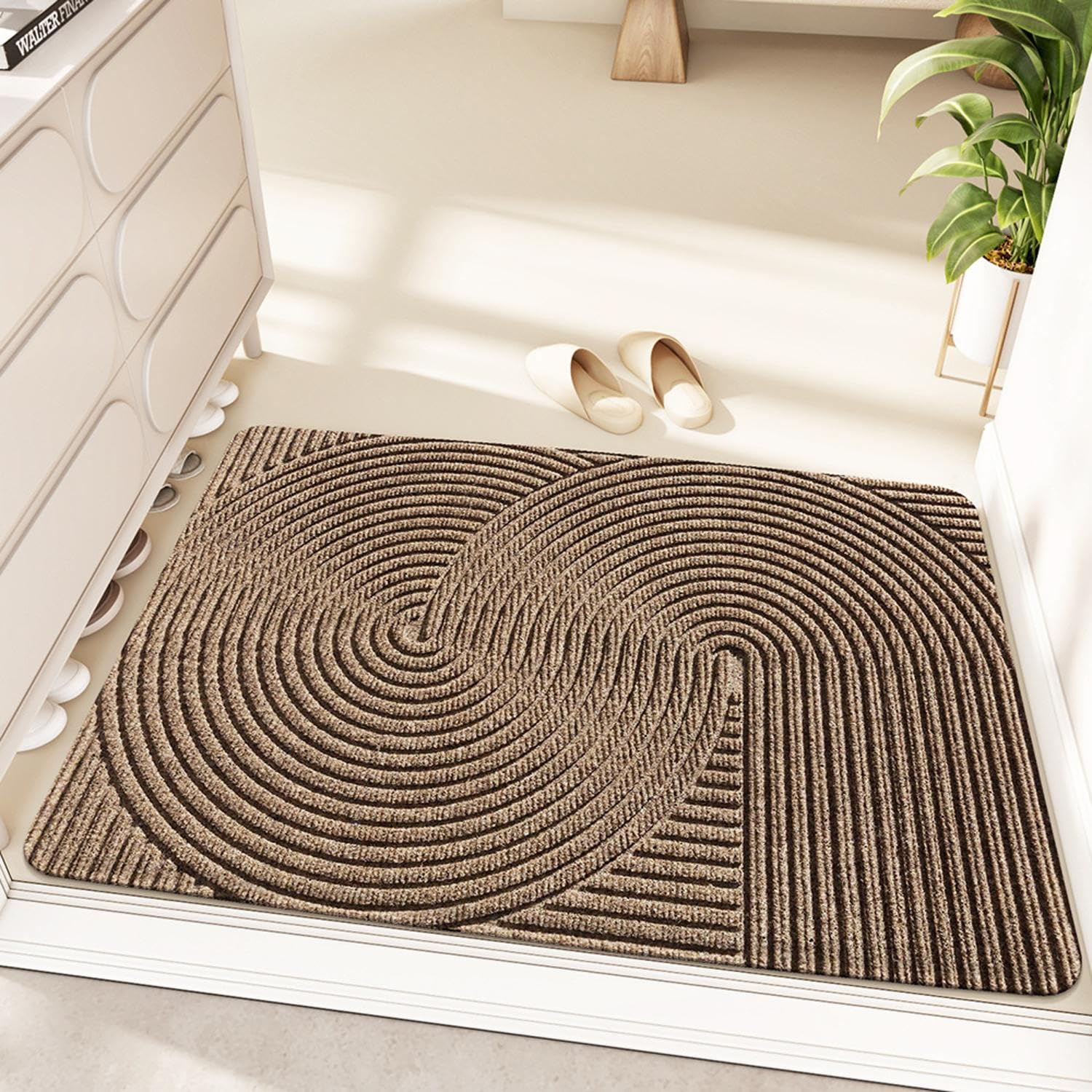 Paillasson personnalisé - Motif ondulé - Facile d'entretien et antidérapant Paillasson Anti-salissures - Robuste, Durable, pour Porte d'entrée, Hall d'entrée, Jardin,Brown-80 * 120CM