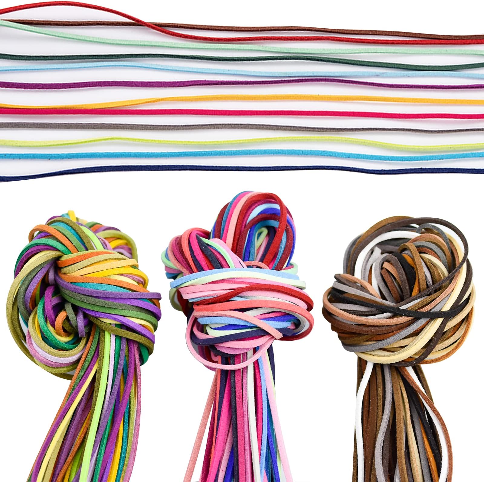 3 mm Leather Cord Faux Suede String Threads with 100 Pieces Silver Cord ...