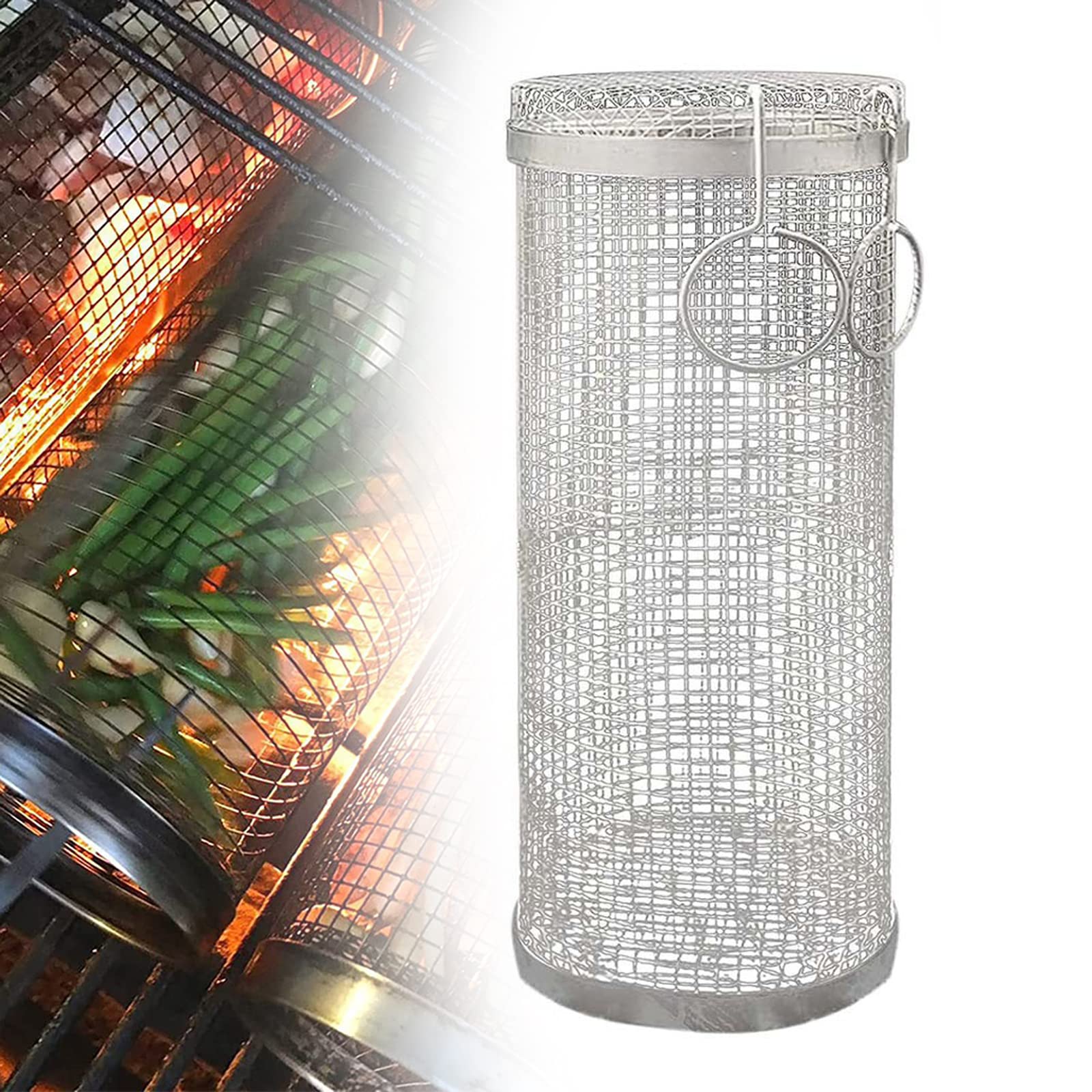 Eoweiot BAtlam BBQ Grill Basket, Stainless Steel Barbecue Grill Baskets BBQ Accessories Grilling Basket for Grill Vegetables,Fish (S)