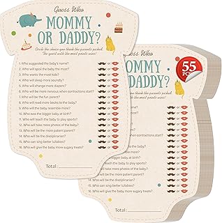 55PCS Baby Shower Games, Guess Who Mommy or Daddy Game Cards Fun Baby Sh...