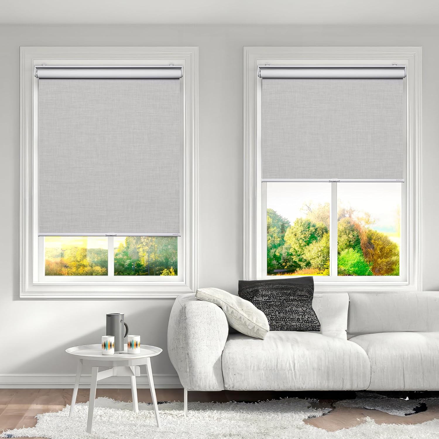 Cordless Upgraded 100% Blackout Roller Shade, Window Blind with Thermal Insulated, UV Protection Fabric. Easy to Install. (Maximum Height 80") (Light Grey Color) (70" Wide) 80" x 70" 03. Light Grey