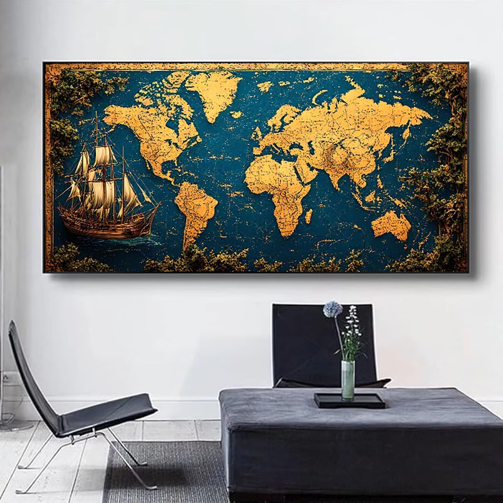 Dipingi con i Numeri per Adulti Mappa, Kit di Pittura Acrilica Fai-da-Te per Principianti, Hobby Creativi Adulti, Decora casa Regalo, con Vernici e Pennelli, Mappa Del Mondo 70x140cm Senza Cornice C-S